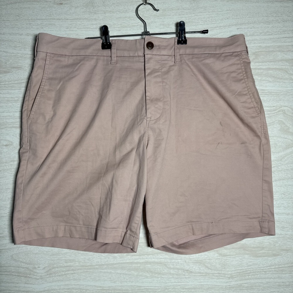 Express Flat Front Shorts with a 9-inch inseam Mystical Pink Sz 36